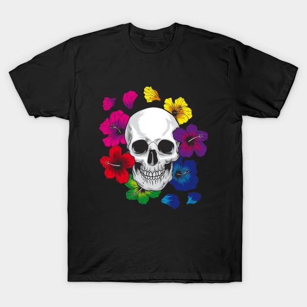 Skull with flowers T-Shirt by MandyDesigns